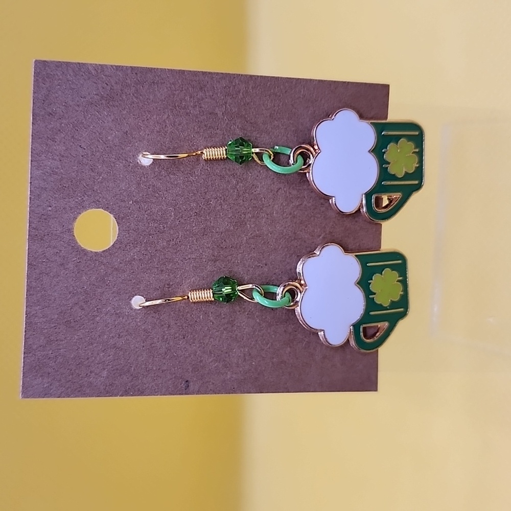 Irish Mug of Beer Earrings (Gold) - Picture 1 of 1